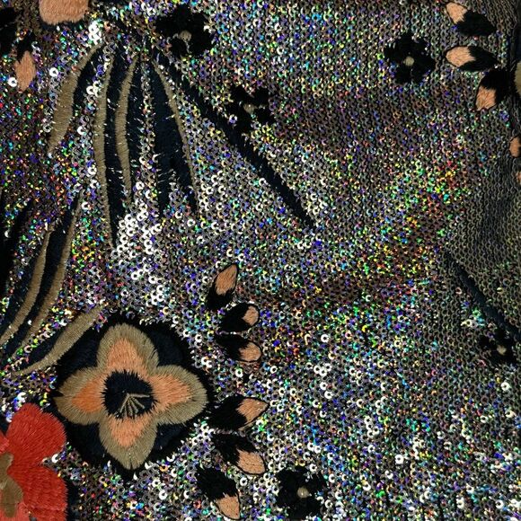 Glamorous Sequin Stitched Floral Embellished Women's Top Size M - Picture 6 of 10